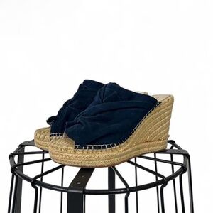 Kenneth Cole Navy Suede Espadrille Wedge Sandals size 6